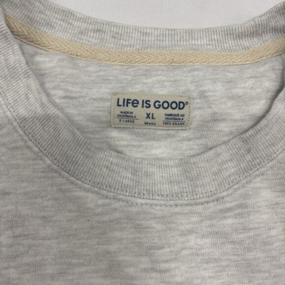 Life is Good Men's XL Sweatshirt Oversized Heavyweight Heather Gray Striped - Picture 4 of 8